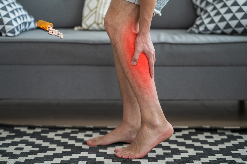 guy having leg cramps